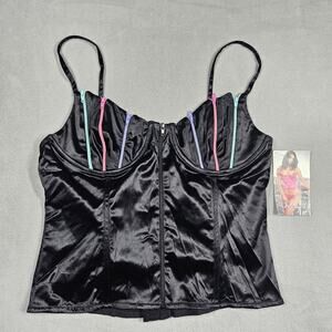 DreamGirl Corset Bustier Top Size Large Zippers Grunge Goth Dark Rave